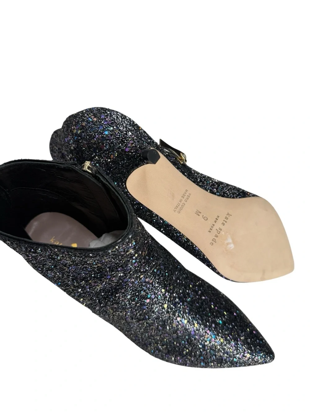 NWOB Kate Spade NY Olly Too Pointy Toe Kitten Heel Bootie Size 9M Sparkly